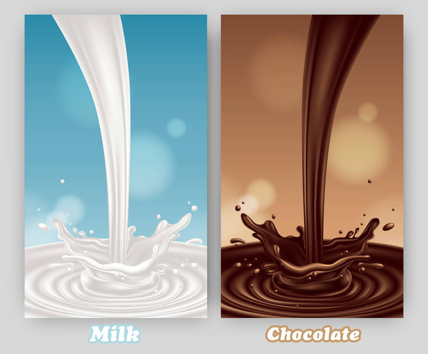 abstract background with milk and chocolate splash, high detaile - Vector, Imagen