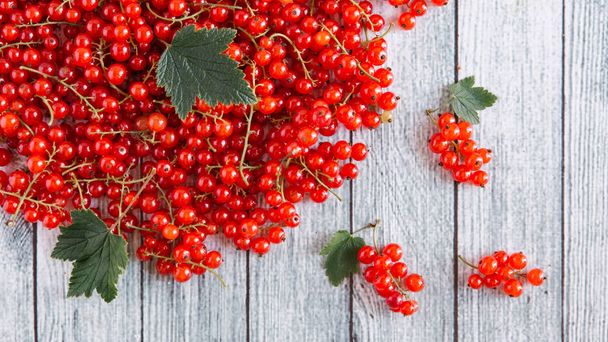 pile of redcurrant on wooden table  - Photo, Image