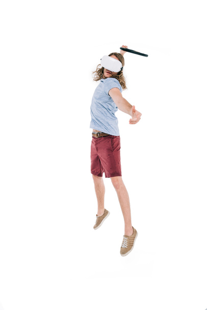 man playing tennis in virtual reality - Фото, изображение