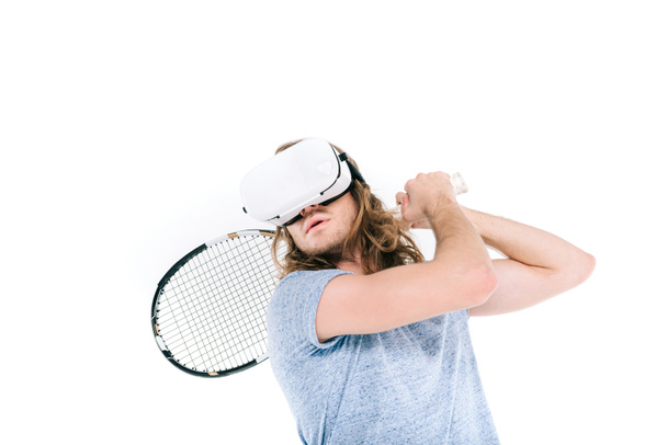 man playing tennis in virtual reality - Zdjęcie, obraz