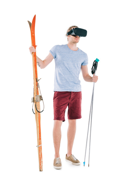 man in virtual reality headset skiing  - Фото, зображення