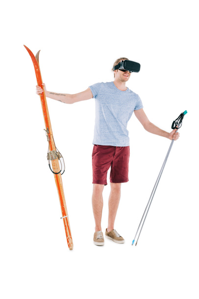 man in virtual reality headset skiing  - Valokuva, kuva