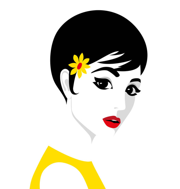 Beautiful girl with flower in her hair - Vector, Image