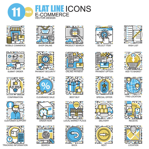 Flatline-Symbole für den E-Commerce  - Vektor, Bild