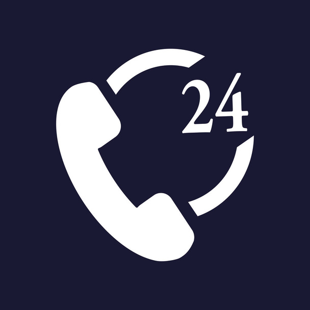 Icono del teléfono 24 horas de soporte. Ilustración del vector del teléfono
 - Vector, imagen