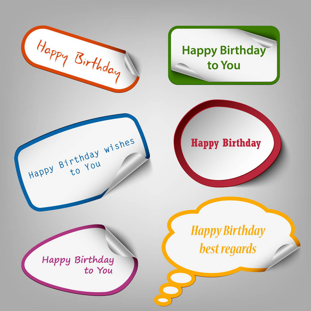 Collectie van kleurrijke verjaardag stickers sjabloon - Vector, afbeelding