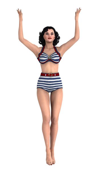 3D Rendering Pinup Girl on White - Foto, immagini