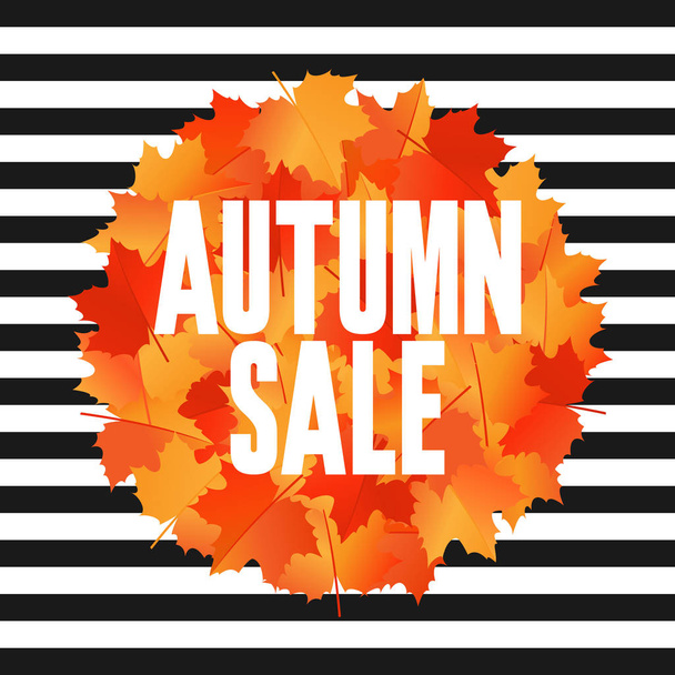 Autumn sale banner design with maple leaves. Poster for advertising. - Vector, Image