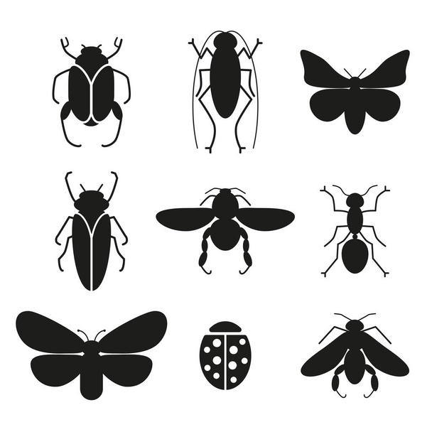 Insects vector set silhouette icons - Vektor, obrázek