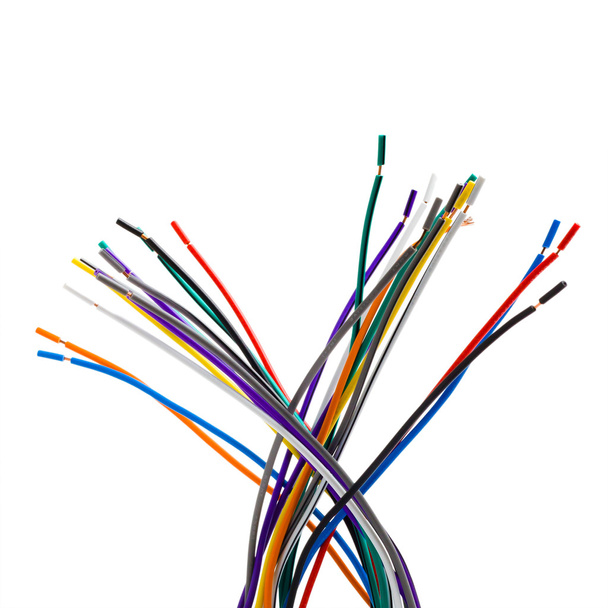 network colored wires isolated on white background - Photo, Image
