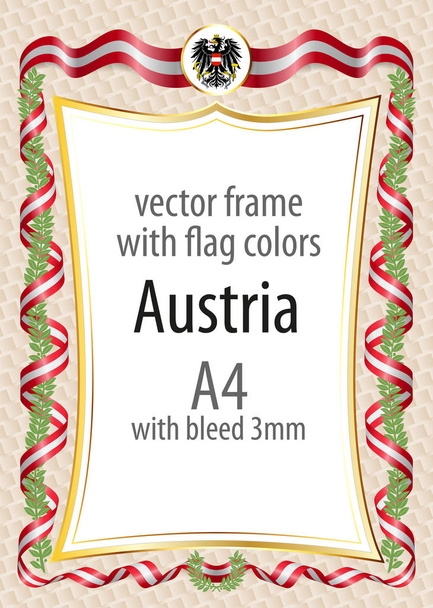 Frame and border  with the coat of arms and ribbon with the colo - Vector, Image