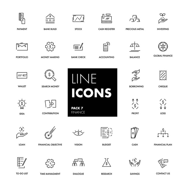 Line icons set. Finance  - Διάνυσμα, εικόνα