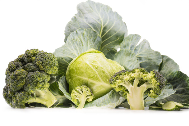 still-life of cabbage and broccoli - Photo, Image
