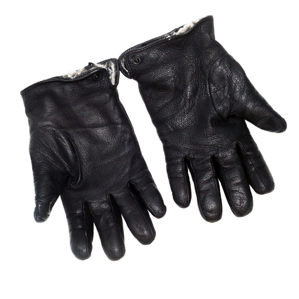 dvojice černé kožené rukavice izolované na bílém (Ořezová cesta) - Fotografie, Obrázek