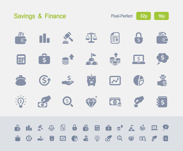 Úspory & Finance - žulové ikon - Vektor, obrázek