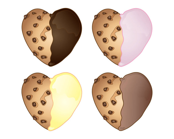 novoty soubory cookie v obrazcích srdce - Vektor, obrázek