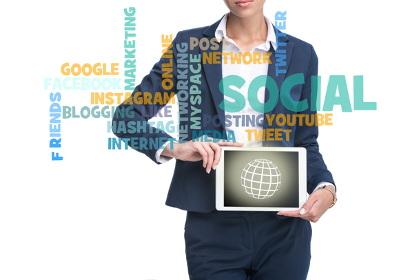 Üzletasszony bemutató digitális tabletta - Fotó, kép
