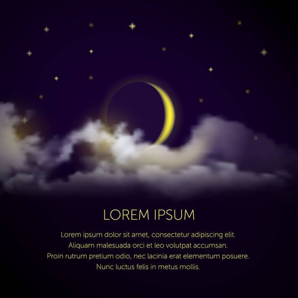 ρεαλιστική νυχτερινό ουρανό με φεγγάρι - Διάνυσμα, εικόνα