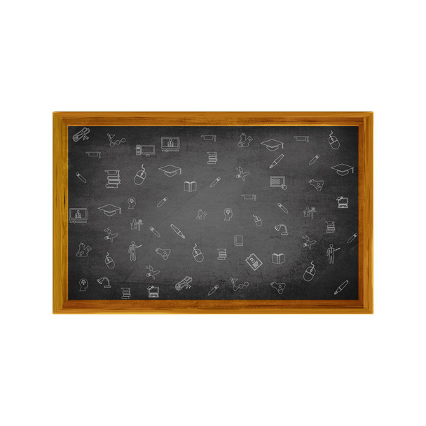 Black Board with sketches  - Vector, Image
