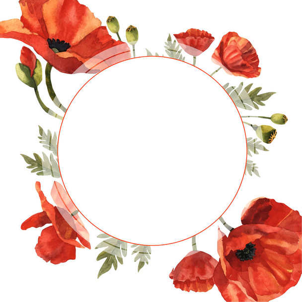 Wildflower poppy flower frame in a vector style. - Vector, Image