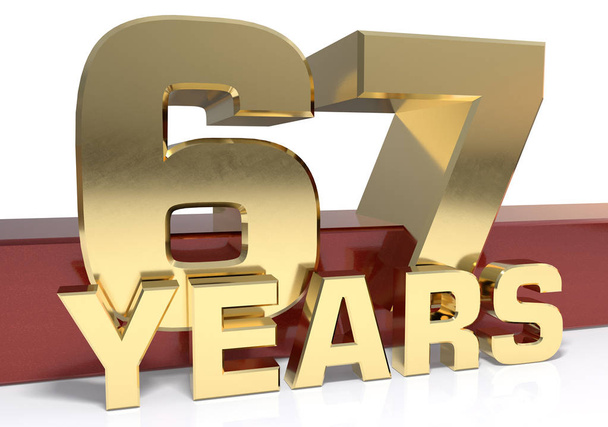 7 years 3d isolated on white background. Celebrating 7th anniversary. Gold  and silver metallic Number. 3D illustration. Stock Illustration