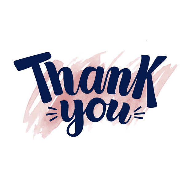 Hand written Thank You on watercolor spot background - Vettoriali, immagini