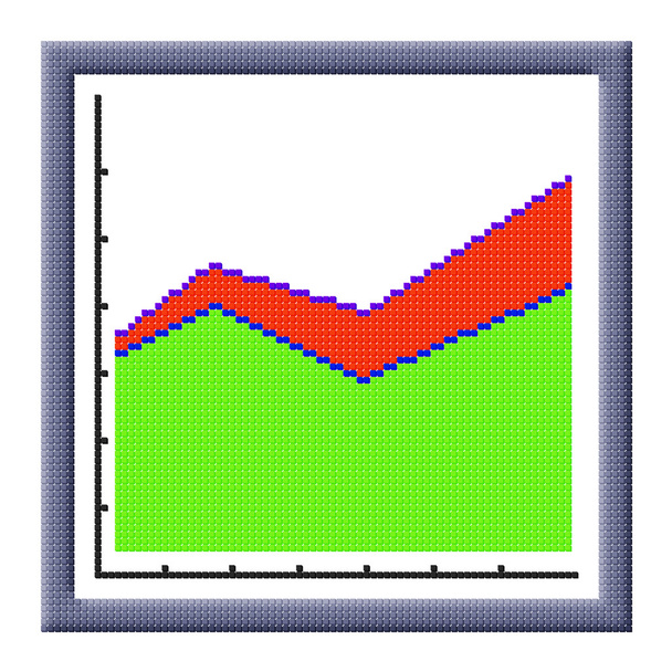 Cubes pixel image of growing area chart icon - Foto, afbeelding