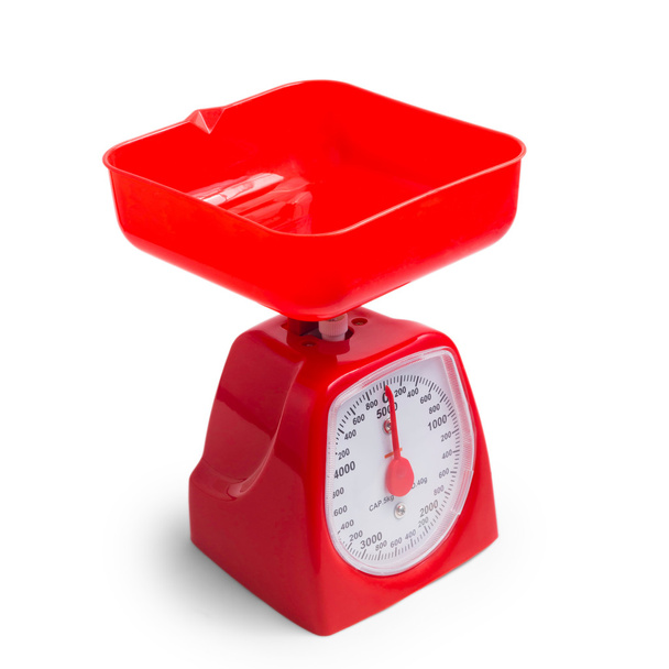 červené kuchyňské váhy, samostatný - Fotografie, Obrázek