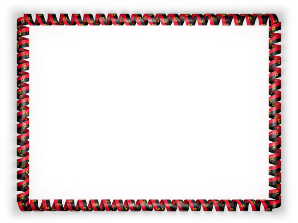 Frame and border of ribbon with the Angola flag. 3d illustration - 写真・画像