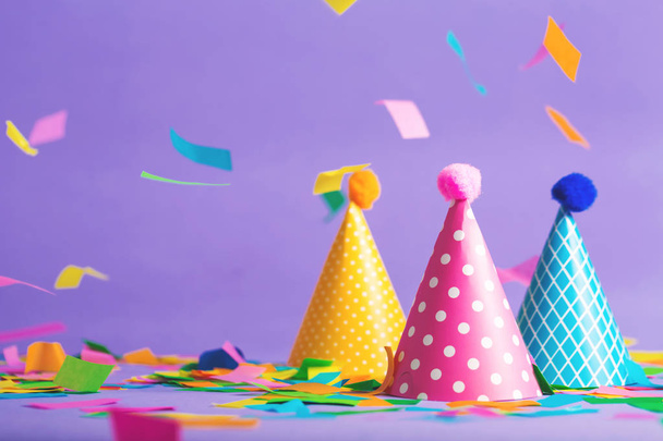 Party hat celebration theme on a bright background - Zdjęcie, obraz