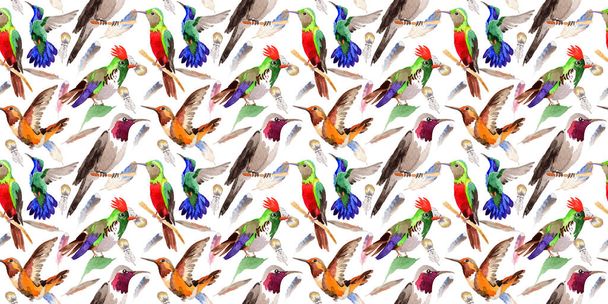 Sky vogel colibri patroon in een fauna door aquarel stijl. - Foto, afbeelding