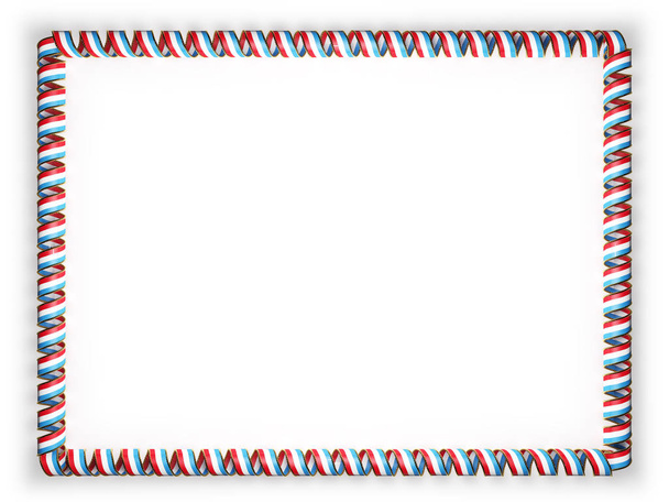 Frame and border of ribbon with the Luxembourg flag, edging from the golden rope. 3d illustration - Photo, Image