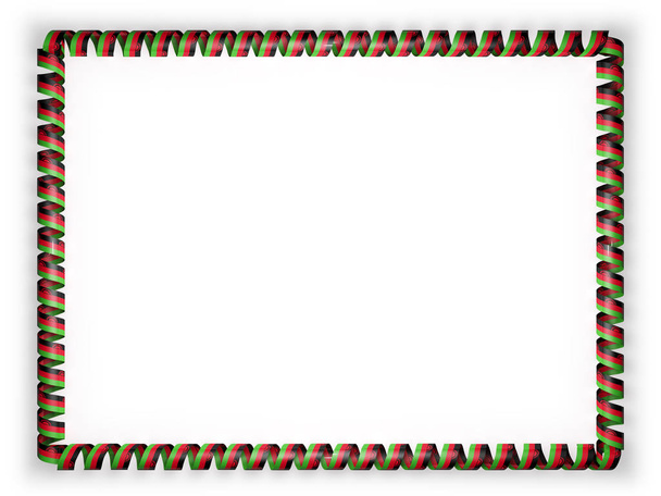 Frame and border of ribbon with the Malawi flag. 3d illustration - Photo, Image