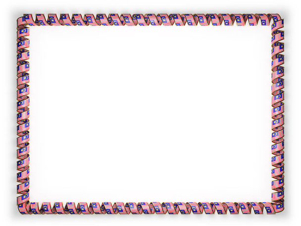 Frame and border of ribbon with the Malaysia flag, edging from the golden rope. 3d illustration - Photo, Image