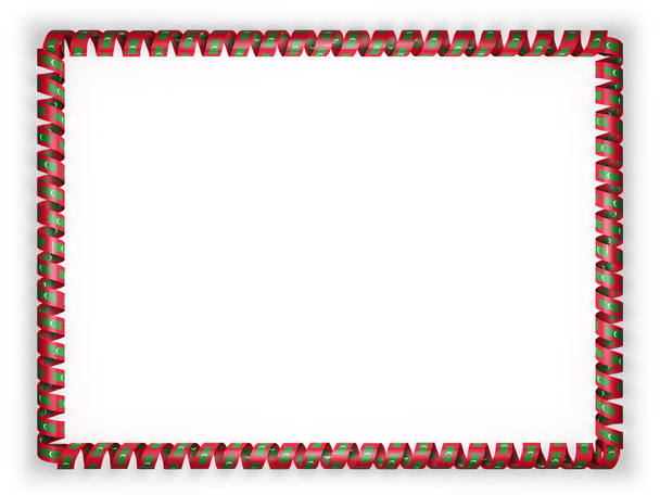 Frame and border of ribbon with the Maldives flag. 3d illustration - Photo, Image