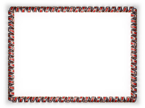 Frame and border of ribbon with the Swaziland flag, edging from the golden rope. 3d illustration - Photo, Image