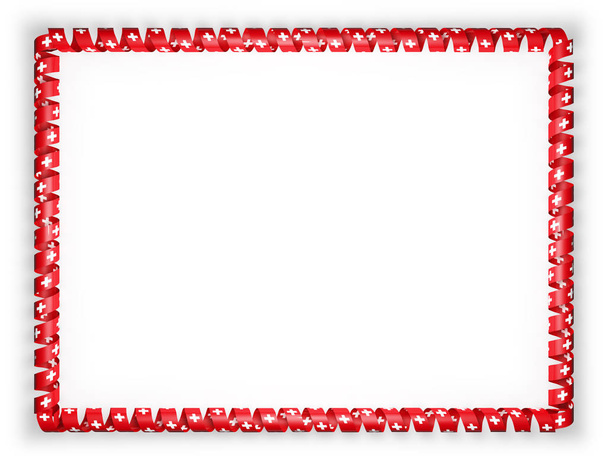 Frame and border of ribbon with the Switzerland flag. 3d illustration - Photo, Image