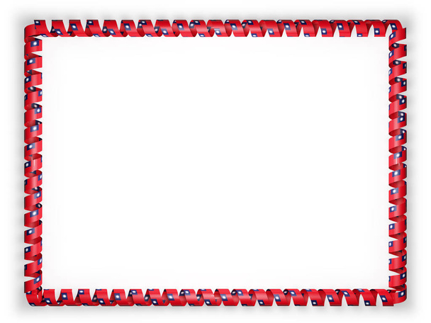 Frame and border of ribbon with the Taiwan flag. 3d illustration - Photo, Image