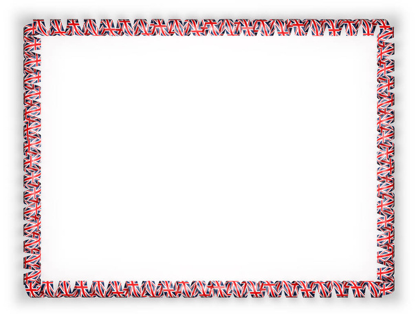 Frame and border of ribbon with the United Kingdom flag. 3d illustration - Photo, Image