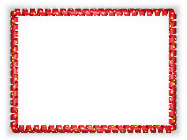 Frame and border of ribbon with the Vietnam flag. 3d illustration - Photo, Image