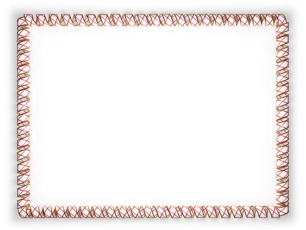 Frame and border of ribbon with the state Alabama flag, USA, edging from the golden rope. 3d illustration - Photo, Image