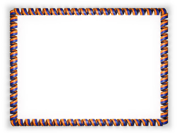 Frame and border of ribbon with the state Arizona flag, USA, edging from the golden rope. 3d illustration - Photo, Image