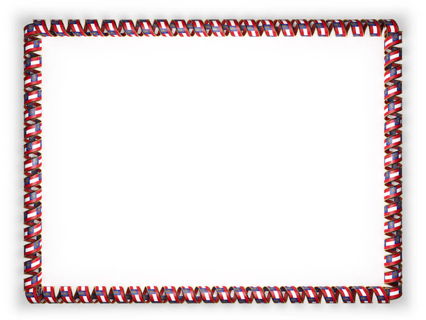 Frame and border of ribbon with the state Georgia flag, USA, edging from the golden rope. 3d illustration - Photo, Image