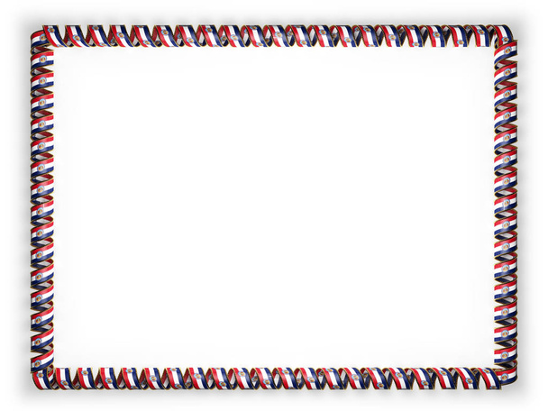 Frame and border of ribbon with the state Missouri flag, USA, edging from the golden rope. 3d illustration - Photo, Image