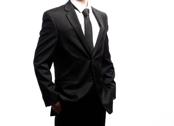 Businessman standing on a white  - Zdjęcie, obraz