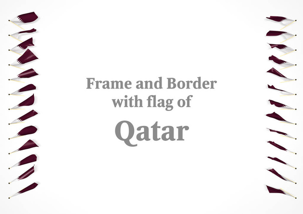 Quadro e fronteira com a bandeira do Qatar. ilustração 3d
 - Foto, Imagem