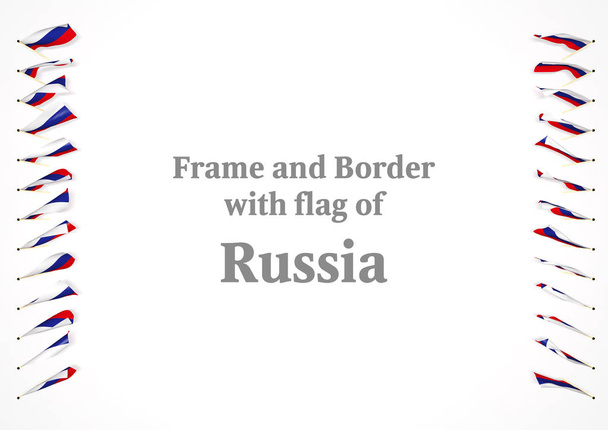 Рамка и граница с флагом России. 3d иллюстрация
 - Фото, изображение