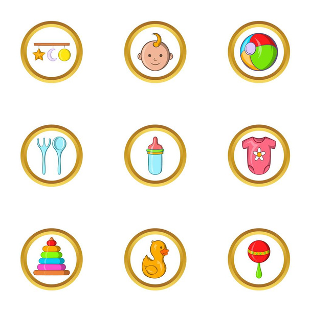 Baby toys icon set, cartoon style - ベクター画像