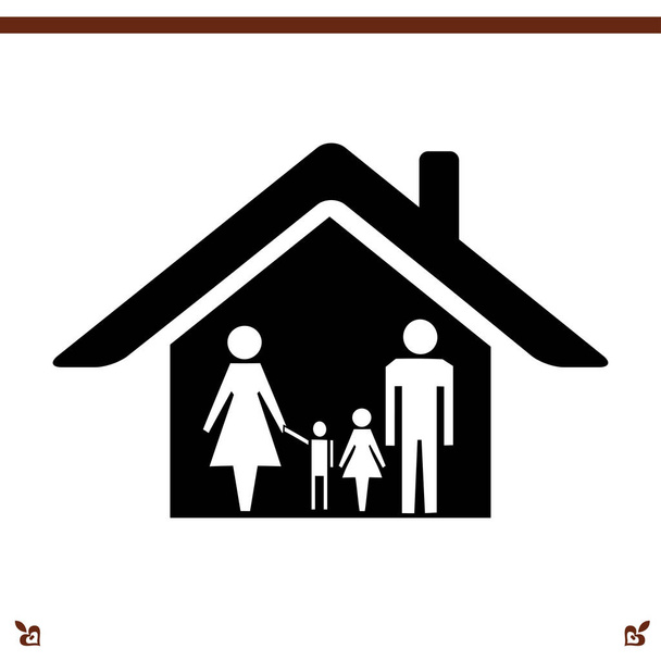 Familienhaus-Ikone - Vektor, Bild