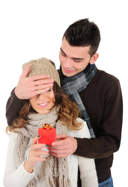Isolated young christmas couple - Foto, immagini